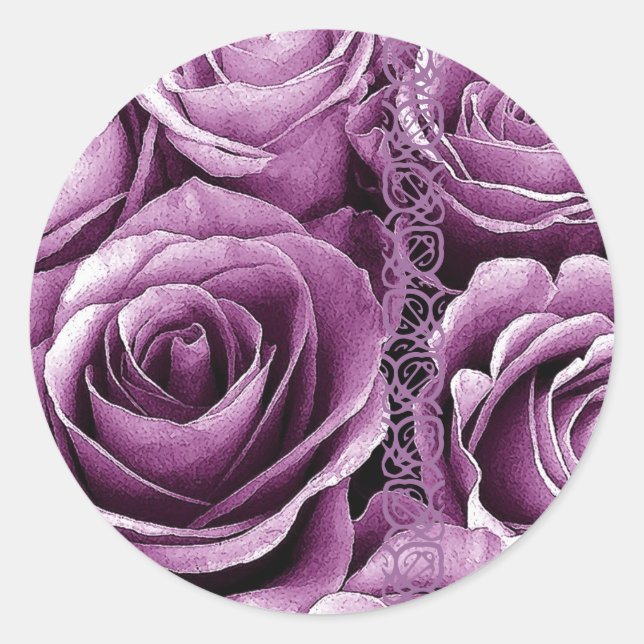 LAVENDER PURPLE Roses - Wedding Envelope Seal (Front)
