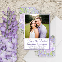 Lavender Purple Roses Wedding Save the Date Photo
