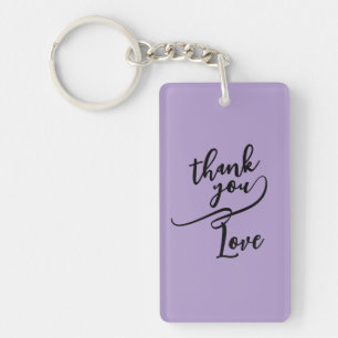 Lavender Purple Script Thank You Gift Keychain