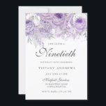 Lavender Purple Silver Flower 90th Birthday Party Invitation<br><div class="desc">Lavender Purple Silver Flower 90th Birthday Party  Invite

See matching collection in Niche and Nest Store</div>