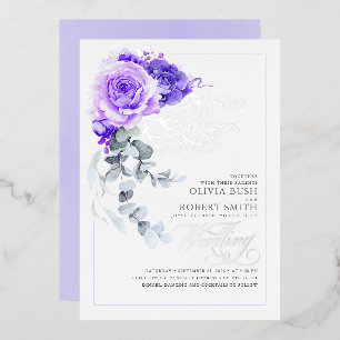 Lavender Purple & Silver Foil Floral Boho Wedding