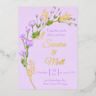Lavender Purple Silver Foil Floral Boho Wedding Fo