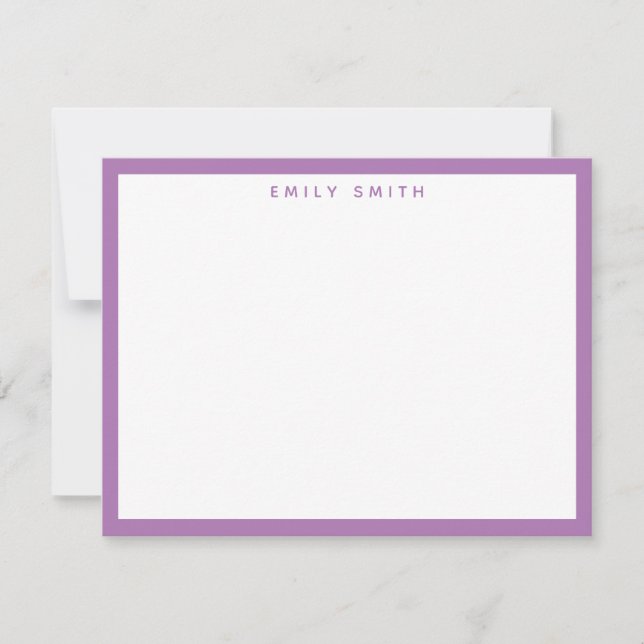 Lavender Purple Simple Modern Note Card (Front)