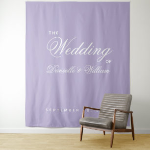 Lavender Purple Simple Script Wedding Backdrop Tapestry