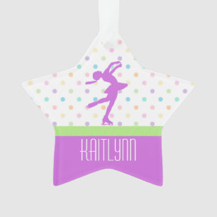 Lavender Purple Skater Bright Pastel Polka-Dots Ornament