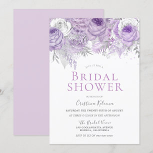 Lavender Purple Sparkle Floral Bridal Shower Invitation