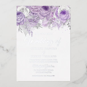 Lavender Purple Sparkle Floral Wedding Silver