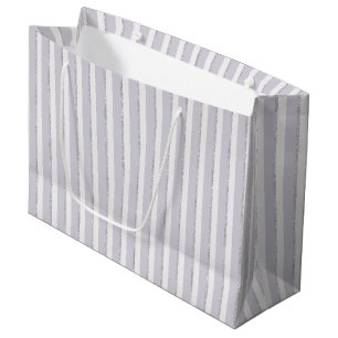 Lavender Purple Sparkle Glitter Stripes Bridal Large Gift Bag