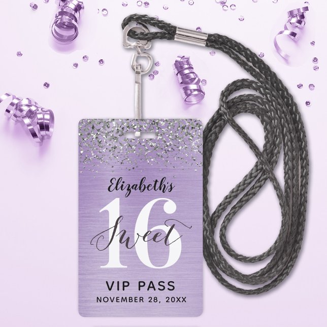 Lavender Purple Sweet 16 Birthday VIP ID Badge (Creator Uploaded)