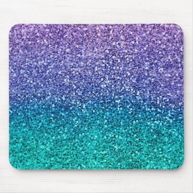 Lavender Purple & Teal Aqua Green Sparkly Glitter Mouse Mat (Front)