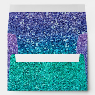 Lavender Purple & Teal Aqua Green Sparkly Party Envelope