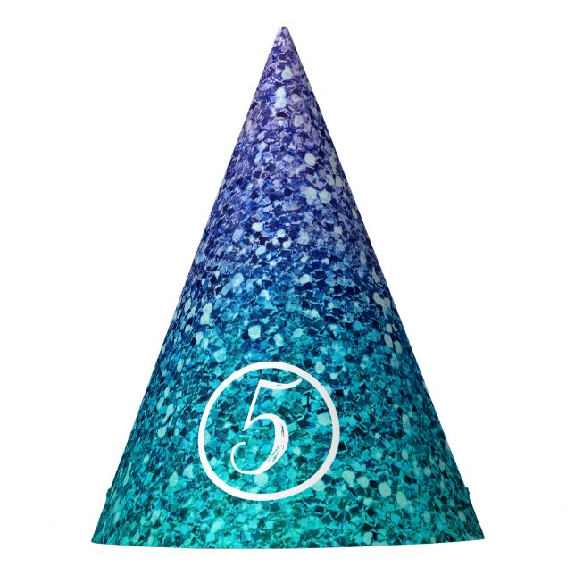 Lavender Purple & Teal Aqua Green Sparkly Party Party Hat (Front)