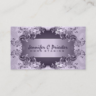 Lavender Purple Vintage Abstract Floral Design Business Card