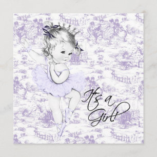 Lavender Purple Vintage Toile Baby Girl Shower Invitation