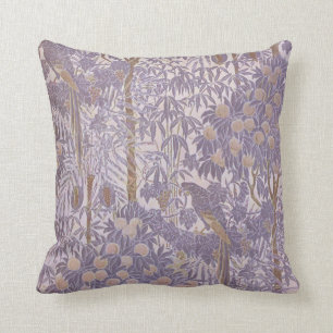Lavender Purple Vintage Tropical Parrot Pattern Cushion