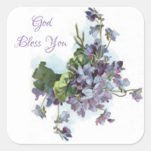 Lavender Purple Violet Flowers Floral Pastel Square Sticker