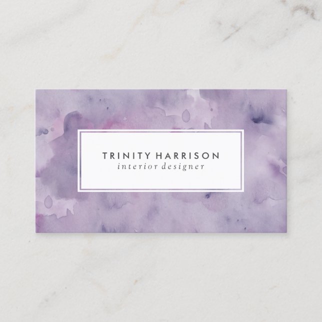 Lavender Purple Watercolor | Chic Modern Business Card (Front)