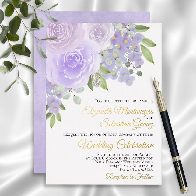 Lavender Purple Watercolor Floral Elegant Wedding (Creator Uploaded)