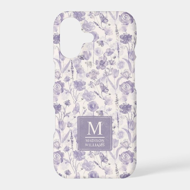 Lavender Purple Watercolor Floral Flowers Pattern (Back)