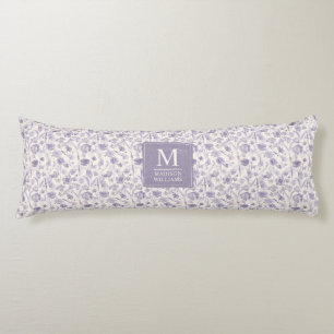 Lavender Purple Watercolor Floral Flowers Pattern Body Cushion