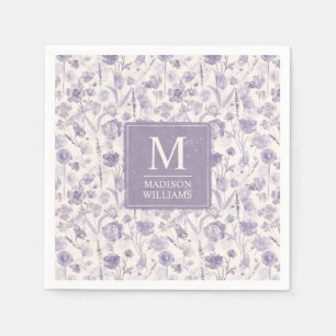 Lavender Purple Watercolor Floral Flowers Pattern Napkin
