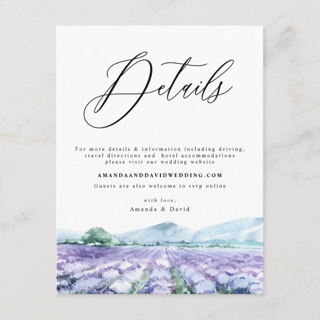 Lavender Purple Watercolor Lilac Details Card (Front)