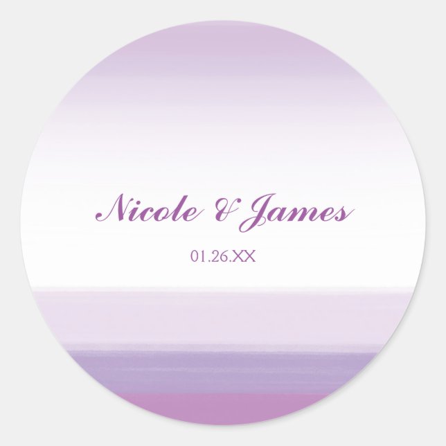 Lavender Purple Watercolor Wedding Favour Stickers (Front)
