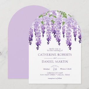 Lavender Purple Watercolor Wisteria Wedding Invitation