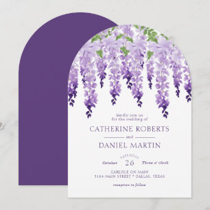 Lavender Purple Watercolor Wisteria Wedding Invitation