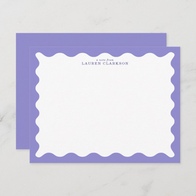 Lavender Purple Wavy Frame Note Card (Front/Back)