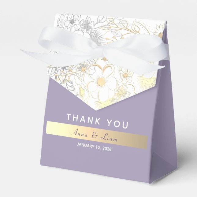 Lavender Purple Wedding Favour Box (Front Side)