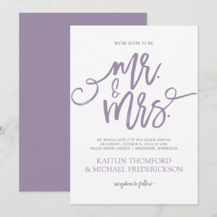 Lavender-Purple Wedding Invitations Brush Script