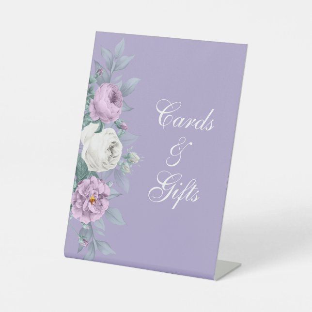 Lavender Purple Wedding Pedestal Sign (Front)