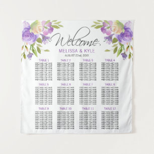 Lavender Purple Wedding Seating Chart Welcome Tapestry