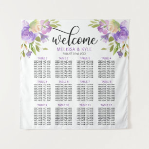 Lavender Purple Wedding Seating Chart Welcome Tapestry