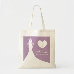Lavender purple wedding tote bags for bridesmaids