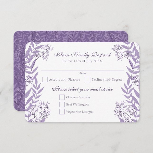 Lavender Purple Wedding Vintage Botanical Invitation (Front/Back)