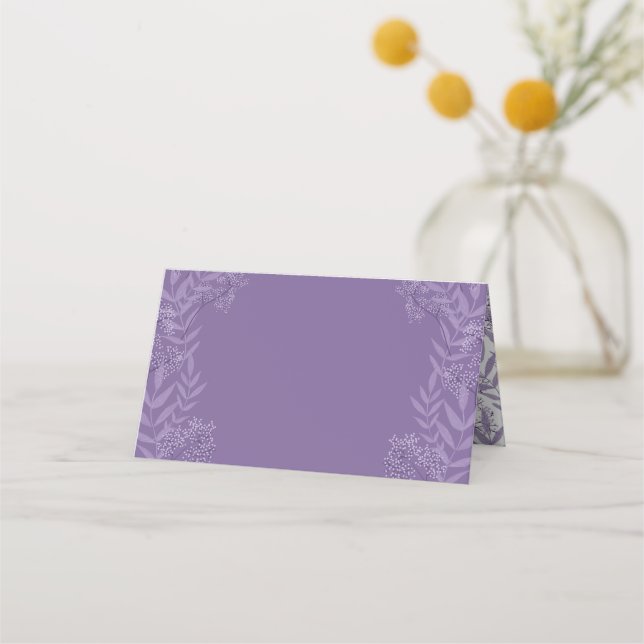 Lavender Purple Wedding Vintage Botanical Place Card (Front)