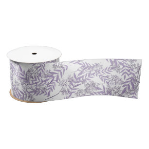 Lavender Purple Wedding Vintage Botanical Satin Ribbon