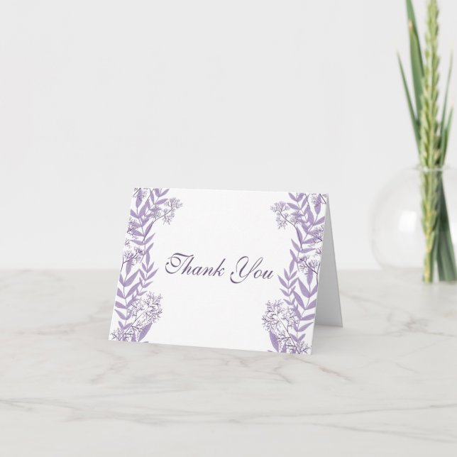 Lavender Purple Wedding Vintage Botanical Thank You Card (Front)