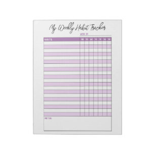 Lavender Purple Weekly Habit Tracker Notepad