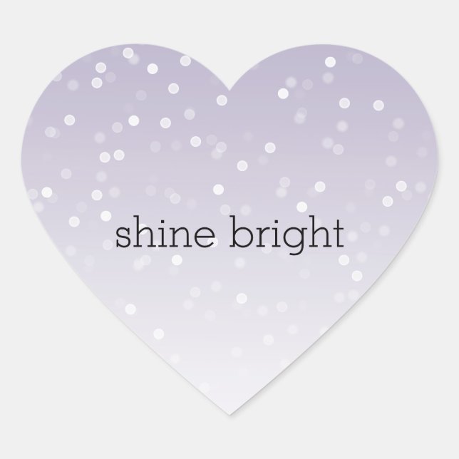 Lavender Purple White Bokeh Confetti Heart Sticker (Front)