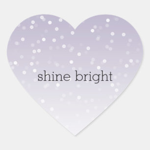 Lavender Purple White Bokeh Confetti Heart Sticker
