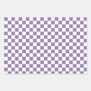 Lavender Purple White Chequered Wrapping Paper Sheet