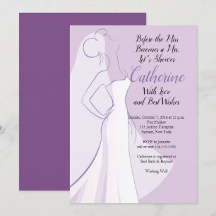 Lavender Purple White Dress Bridal Shower Invitation