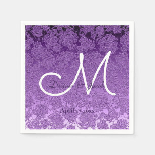 Lavender Purple White Elegant Wedding Monogram Napkin