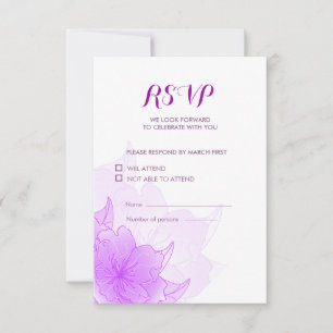 Lavender Purple & White Floral Wedding Design RSVP Card