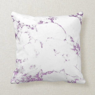 Lavender Purple White Glitter Marble Gray Glitter Cushion
