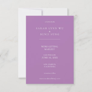 Lavender Purple & White Minimalist Modern Save The Date