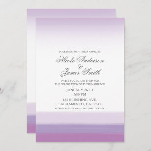Lavender Purple & White Modern Watercolor Wedding Invitation